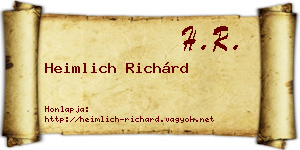 Heimlich Richárd névjegykártya